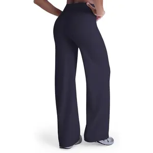 Sunzel Women's Butt Lifting Wide Leg Yoga Pants High Waist Tummy Control No Front Seam Straight Leg Workout Gym Bottoms