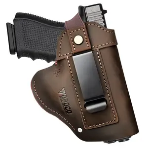 IWB/OWB Leather Holster for Glock 19/23/26/42/43X, Taurus G2/G2C/G3C, Concealed Carry Gun Holster Fits Sig P365 P320 Springfield M&P 9mm Shield Universal Leather Gun Holster for Most Size Pistols