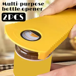 2 Counts Manual Jar Opener Set, Gripper Pads for Easy Opening of Cans & Bottles, Suitable for Seniors & Arthritis Yellow