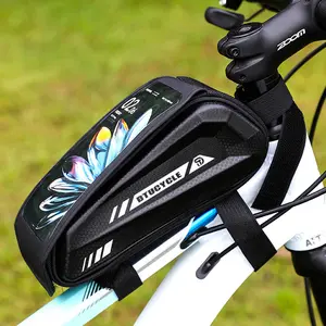 Water-Resistant Large Capacity Bicycle Bag with Touch-Sensitive Phone Pouch EVA TPU Material 23cm x 11cm x 9.5cm Black Color