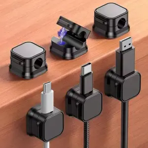 4-Pack Magnetic Cord Organizer – Smooth, Adjustable & Secure Cable Management, Wire Holder and Cable Keeper to Hide or Organize Phone and USB Charger Cables for Home, Office, Car, Desk, or Nightstand
