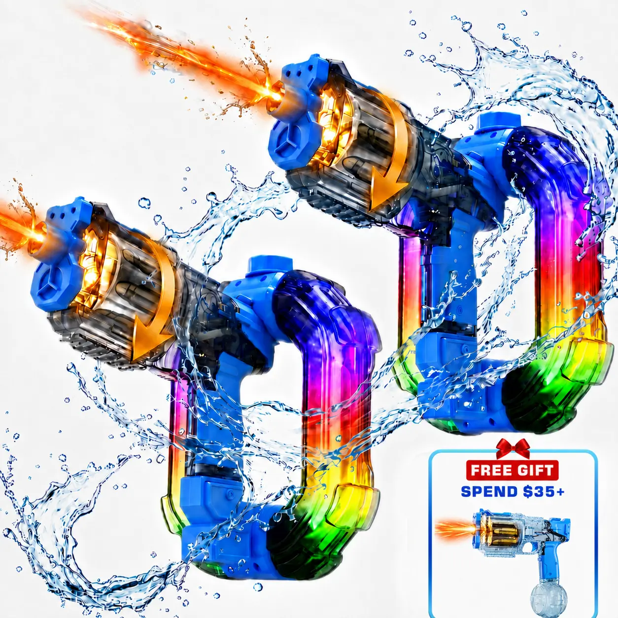 Electric Automatic Squirt Water Gun for Kids & Adults, Light-Up Water Blaster with Rotating Revolver-Style Chamber & Sound Effects, 750cc Large Tank, 20–26 ft Range Summer Pool Beach Backyard Toy.harmless water gun toy,summer outdoor fun toy