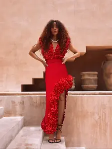 Women's Plain Ruffle Trim One-Piece Swimsuit & Knot Side Cover Up Skirt Set, Swimsuit Cover Ups, Casual Fashion Chic Swimwear Set for Beach Holiday Vacation, Ladies Swimsuit for All Seasons, Swimwear Coverups