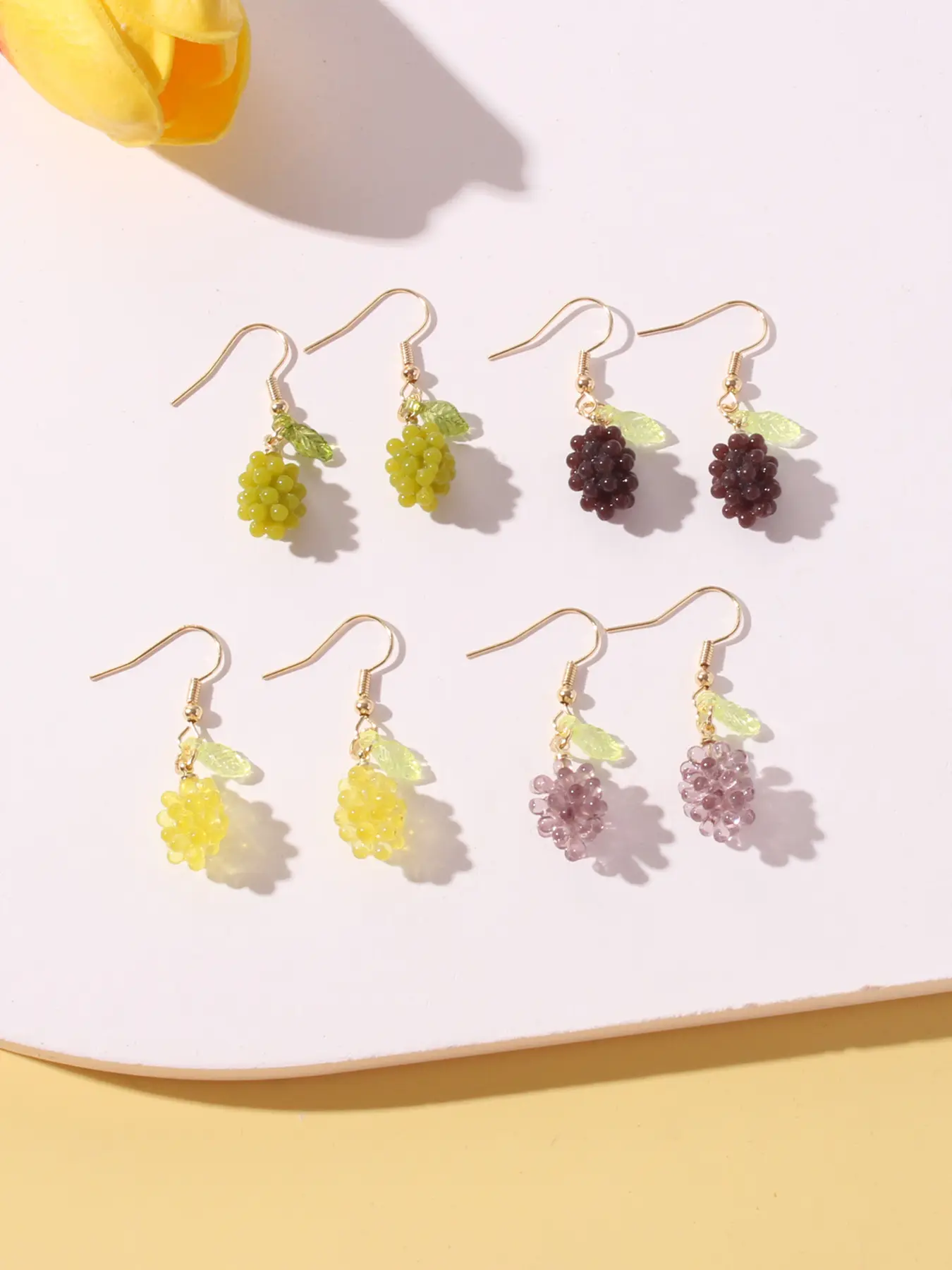 Handmade Grape Resin Earrings, Cute Fruit Pendant Trendy Jewelry for Women, Perfect Gift Idea, Fashionable and Unique Design, Ear Hook Design