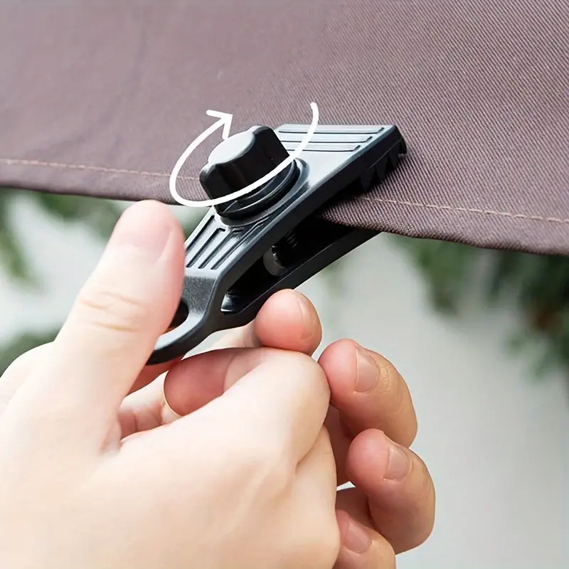 Tarp Clips, 10pcs Heavy-Duty ABS Set with Large Lock Grip & Multi-Type Guy Ropes (Adjustable Canopy, Carabiner Clip) for Secure Hold in Outdoor Camping, Canopies, Tents Camping, Fabric Canopy Guy Ropes