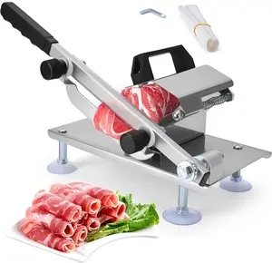 Manual Frozen Meat Slicer Upgraded Stainless Steel Meat Cutter for Beef Mutton Bacon Home Food Slicing Machine for Hot Pot BBQ Multifunctional Slicer 17cm Blade Adjustable Thickness Kitchen Tool