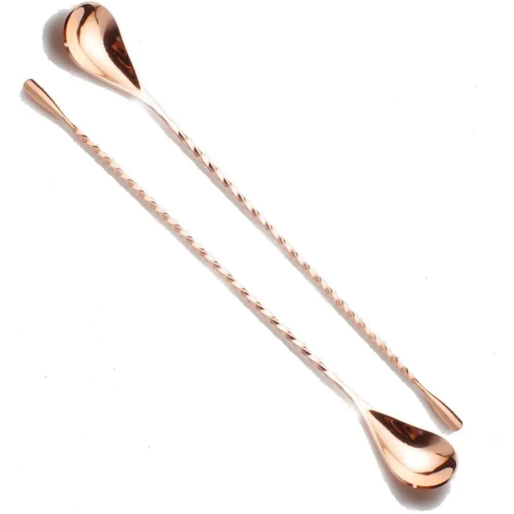 2 Pcs 12-In 18/10 Stainless Steel Spiral Pattern Mixing Bar Spoons, Cocktail Accessories, Bartender & Home Bar Kitchen Utensils