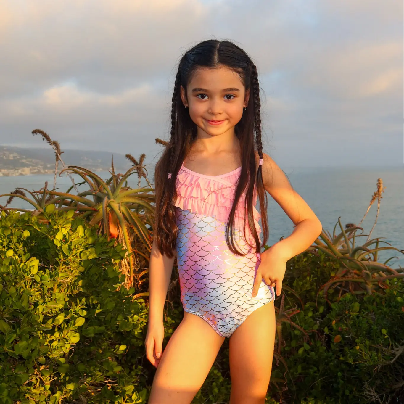 Girls' Mermaid 1-Piece Swimsuit - Cute Ruffle Scales Bathing Suit for Summer Beach, Pool Kids' Swimwear