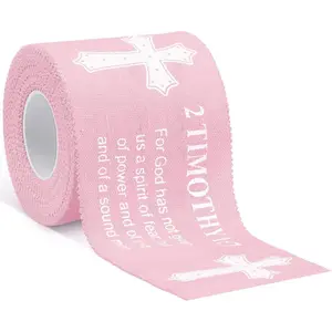 1 Pcs Christian Athletic Tape 2in x 23ft Cotton Zinc Oxide Wrist Tape Religious Bible Verse Sports Tape for First Aid Injury Wrap, Trainers, Bats, Tennis, Gymnastics(Pink)