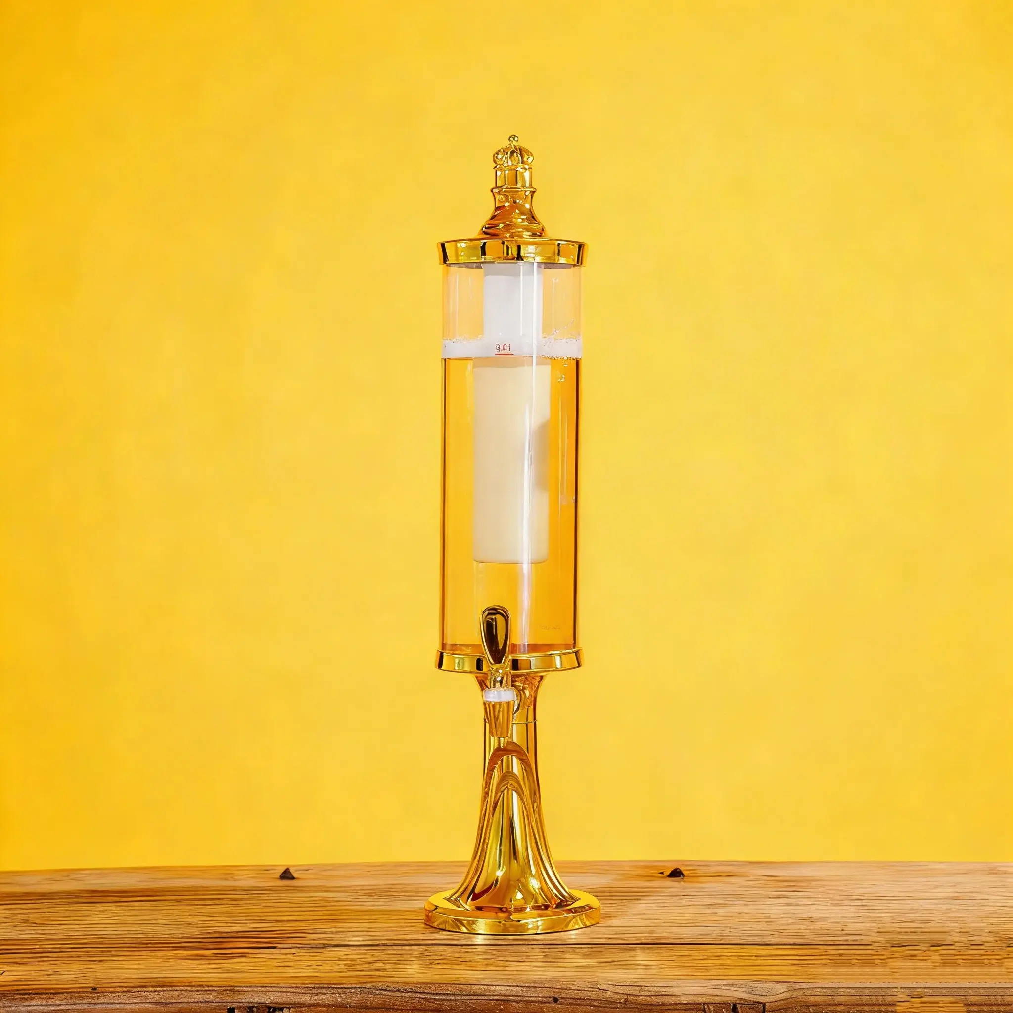 CNCEST 3L Gold LED Beer Tower Dispenser with Ice Column, Scale, ABS Plastic Material, Modern Design, 2 Covers - Easy-to-Clean Portable Home Bar Equipment (1.15kg/2.54lbs) for Party Use, 1 X Ice Column