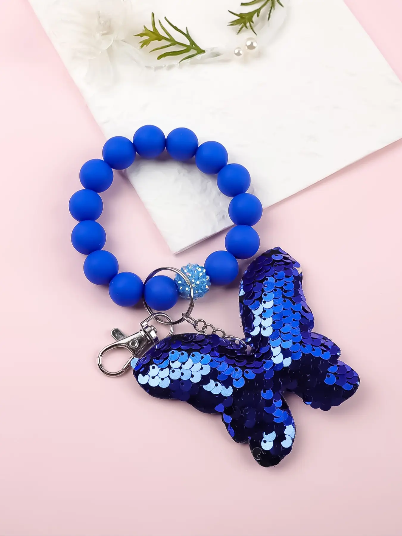 Butterfly Sequined Wristlet Keychain, Matte Silicone Beaded Key Ring, Cute Aesthetic Bag Charm, Backpack Purse Accessory Gift, Fashion Keychain, Keychain For Bags