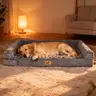 PAWPUBBY Extra Large Orthopedic Memory Foam Dog Bed - Gray Waterproof Bolster Bed with High-Density 3-in Egg Crate Foam, Detachable Machine Wash Cover, Snap Feature for Large Breeds with Arthritis, All Seasons Pet Lover Gift,familyfun