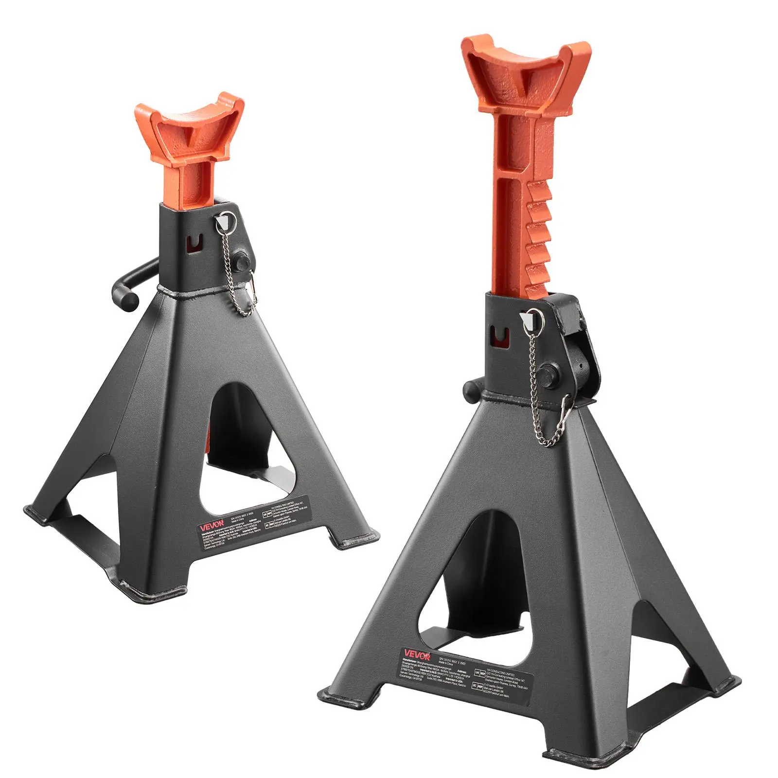 【summerfinds】VEVOR Jack Stands, 6 Ton (13,000 lbs) Capacity, 14.6-22.8 in Adjustable Height, Heavy Duty Steel Jack Auto Stands with Double Locking, for Lifting RV, Small Truck, Car, SUV, 1 Pair, Black and Orange