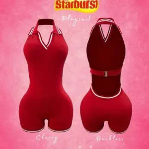 Cherry, Kiwi-Melon, & Strawberry Starburst Backless Playsuit