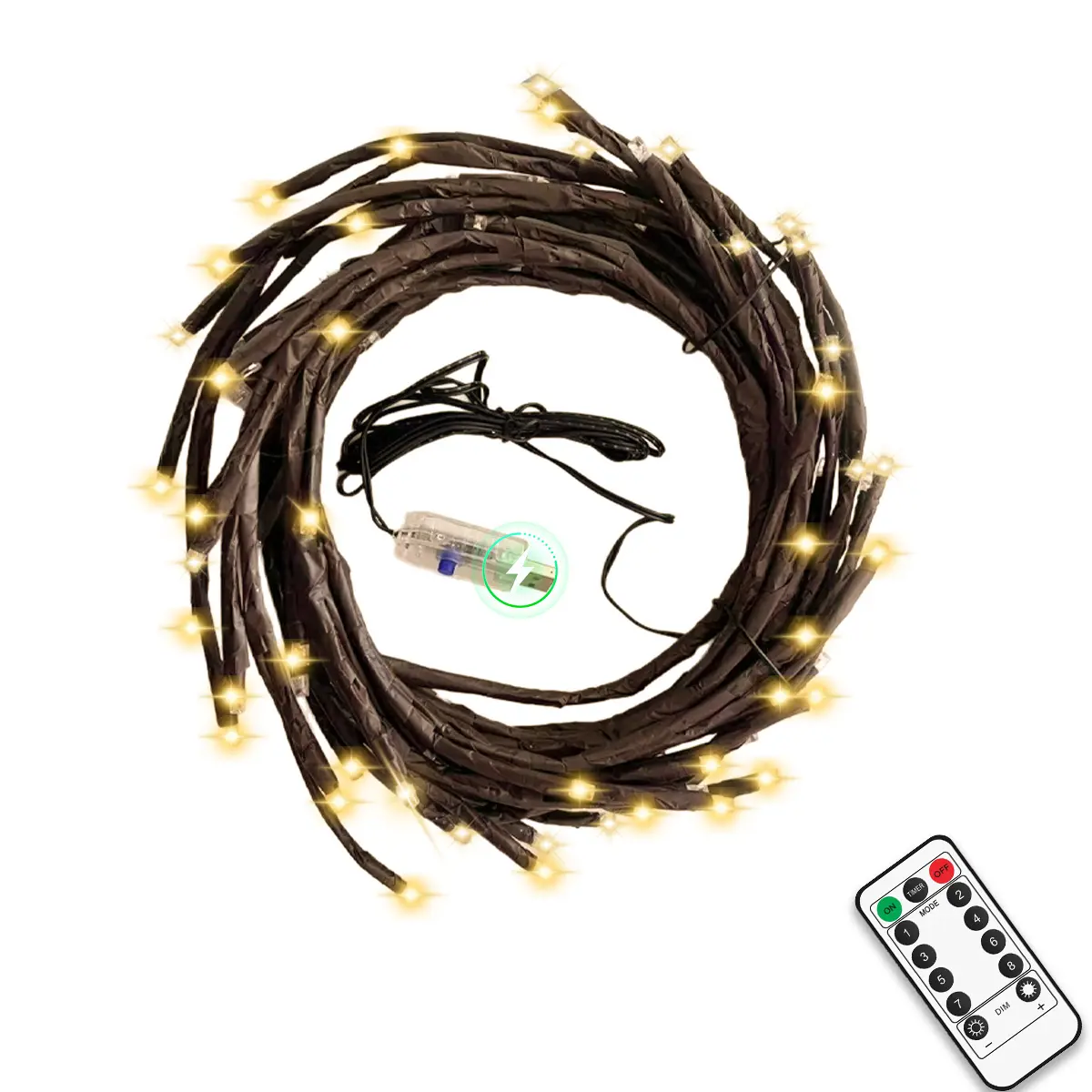 LED Branch Vine Lights (with Remote Control), Christmas Decorations for Indoor Room Decor, Suitable for Walls, Bedrooms, and Home Decor.