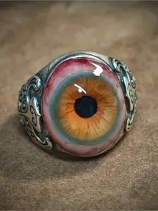1pc Men's Gothic-style Realistic Eyeball Design Ring, Featuring Iris and Pupil, Adjustable Size, Unisex Halloween Jewelry Gift, Suitable for Both Men and Women, Dark Legendary Amulet, Perfect for Daily Wear and Costume Parties