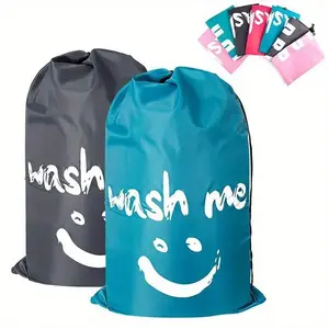 Nylon Laundry Bag Travel Storage Pouch Machine Washable Washing Machine Bag Dirty Clothes Organizer Folding Wash Drawstring Bag Bathroom Accessories Laundry Room Organiser Laundry Basket Bag