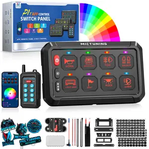 Upgraded P1Y RGB Switch Panel with Wireless Remote+App Control, 8 Gang, Circuit Box Toggle Switch Momentary Circuit 230FT Control Relay System