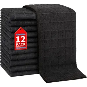 12 Pack Black 16 by 27 Inches Bulk Quick Dry Absorbent Microfiber Towels for Bathroom Gym Spa Barber Pedicure Makeup & Beauty