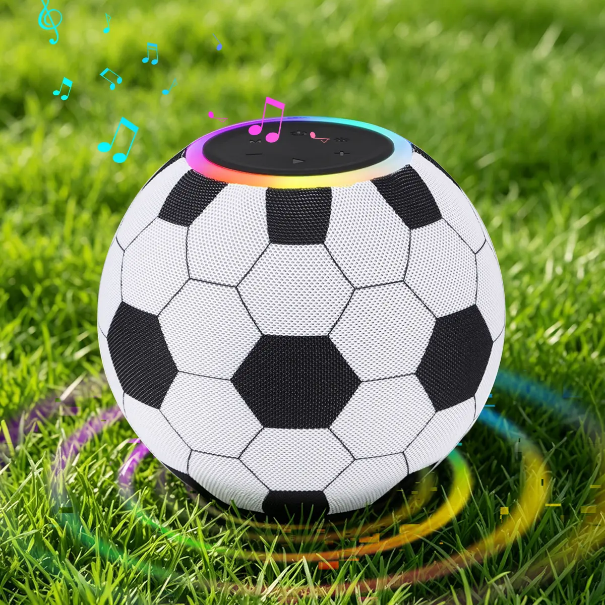 Dazone Portable Bluetooth Audio Speaker, Soccer Design, Wireless Outdoor Speaker with LED Lights, TWS Pairing, FM Radio, TF Card & USB Playback, IPX4 Waterproof for Home Party, Beach