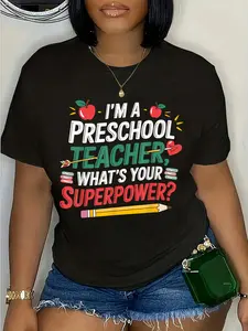 100% Cotton Unisex Preschool Teacher Funny 100 Days Of Preschool T-Shirt