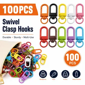 100 PCS Heavy-Duty Metal Colorful Lobster Claw Clasps - Swivel Snap Hooks, Small Spring Clip Assortment for Keychain, Backpack Charms, Bead Projects (Home Supplies Hooks)
