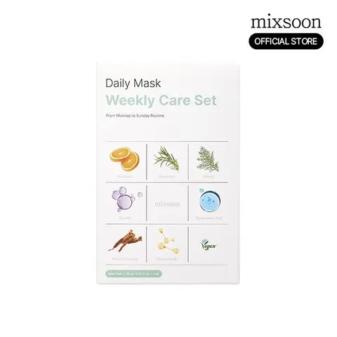[mixsoon Official Shop] mixsoon Daily Mask Weekly Care Set (7EA) - Calming Mask to soothe and relax irritated skin, Korean Face Mask for Glass Skin