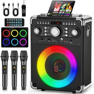 Karaoke Machine, Portable  5.3 Speaker with 3  Microphones for Adults, PA System with Echo Adjustment, Support TWS/TF Card/USB/AUX/TVs Connected for  Party/Outdoor/Events etc