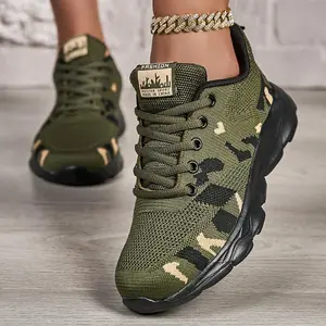 Women'S Camouflage Running Shoes - Lightweight, Breathable, Durable Fabric - Fashionable Lace Up Design Suitable For Outdoor Activities (Rain Shoes & Covers)