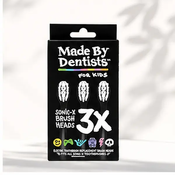 Made By Dentists Sonic X Replacement Heads 6 Brush Heads 2x3 Packs Soft Bristles for Kids and Tweens 18 Months Supply Fits Only Sonic X Electric Toothbrushes