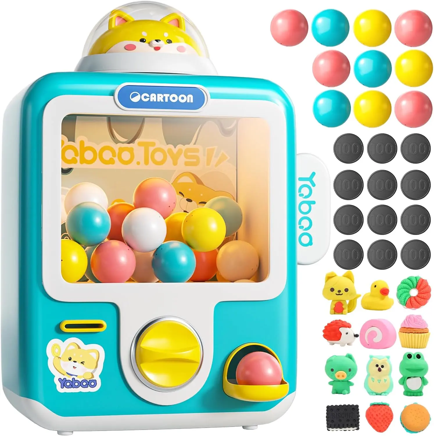 Skirfy Gumball Machine for Kids with 10 Empty Eggs Capsule Vending Machine Erasers Operated Gumball Prize Machine Maker Game Claws Machine Game Sensory Toys Dolls Gifts（Blue）