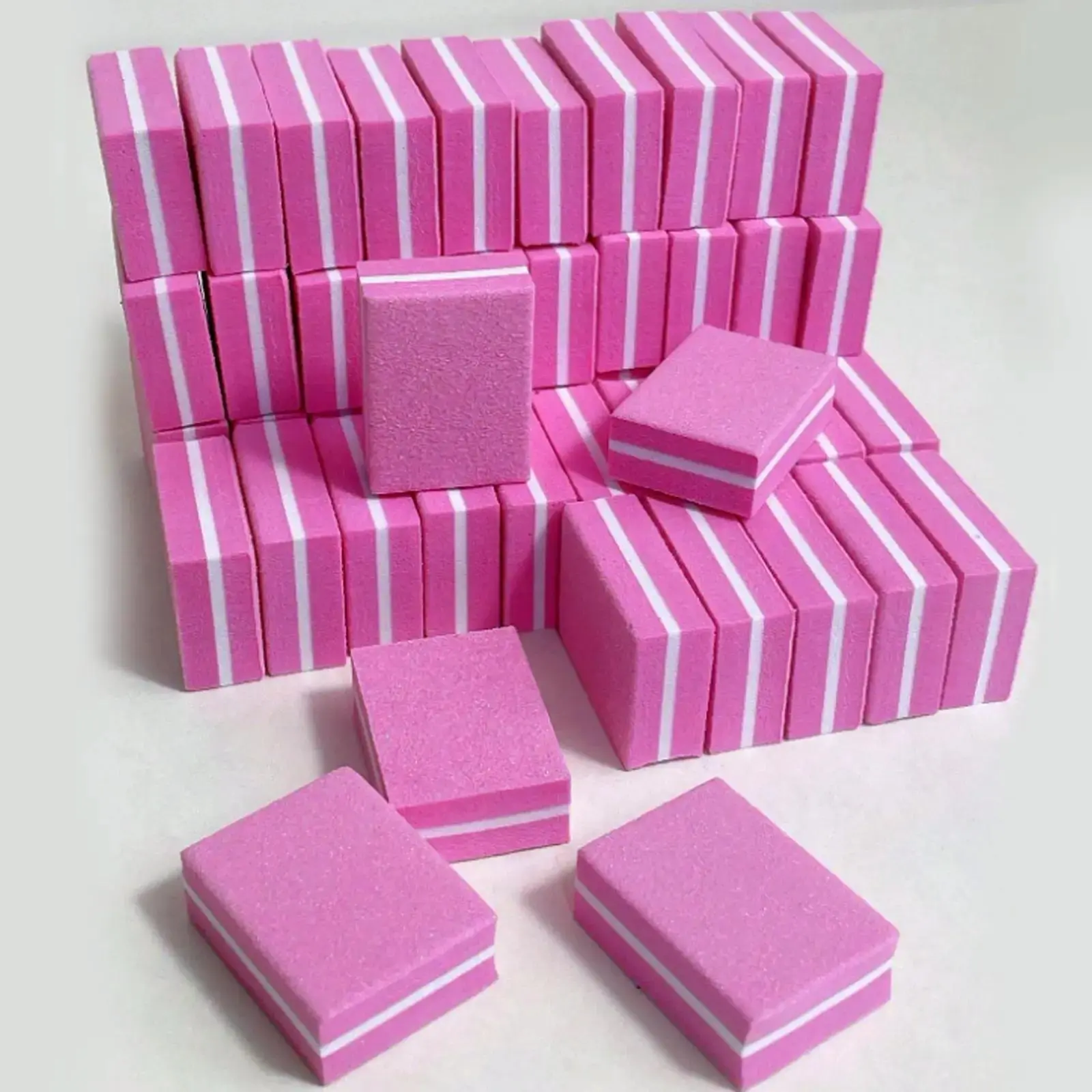 50pcs Nail Buffers Mini Buffer Block Nail File for Acrylic Nails and Natural Nails, 100/180 Grit Nail Buffer Block Bulk Buffing Blocks for Nail Buff Professional Manicure File Blocks Set Pink Diamond Polishing Pads Home Buffer Polishing Tools