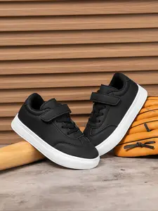 Unisex Low Top Casual Sneakers, Boy Trainer, Sports Shoes, Fashionable Simple Design, Velcro Closure, Comfortable Fabric Lining, All Seasons Daily Wear