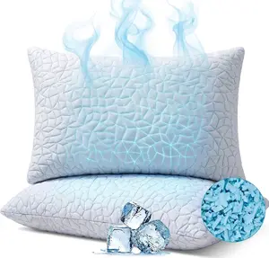 Cooling Pillow , Adjustable Bed Pillows, Luxury Shredded Memory Foam Pillows ,Soft Yet Supportive Firm Pillow for Side,Back,Stomach Sleepers,Gifts for Hot Sleeper