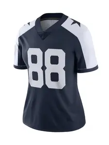 Women's Dallas #11 #88 Football Jersey Sporty Loose-Fit Breathable Embroidered Rugby Jersey Short Sleeve T-Shirt, American Football Style V-Neck Pullover for Outdoor Sports & Casual Wear Sports Top, Breathable Athletic Top