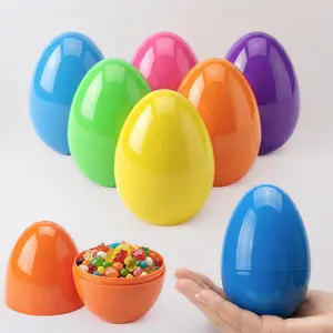 Easter Eggs Decorations Plastic Large: 5 Inch 6 Pack Jumbo Fillable Colorful Bright Easter Egg Hunt Empty Bulk Assortment