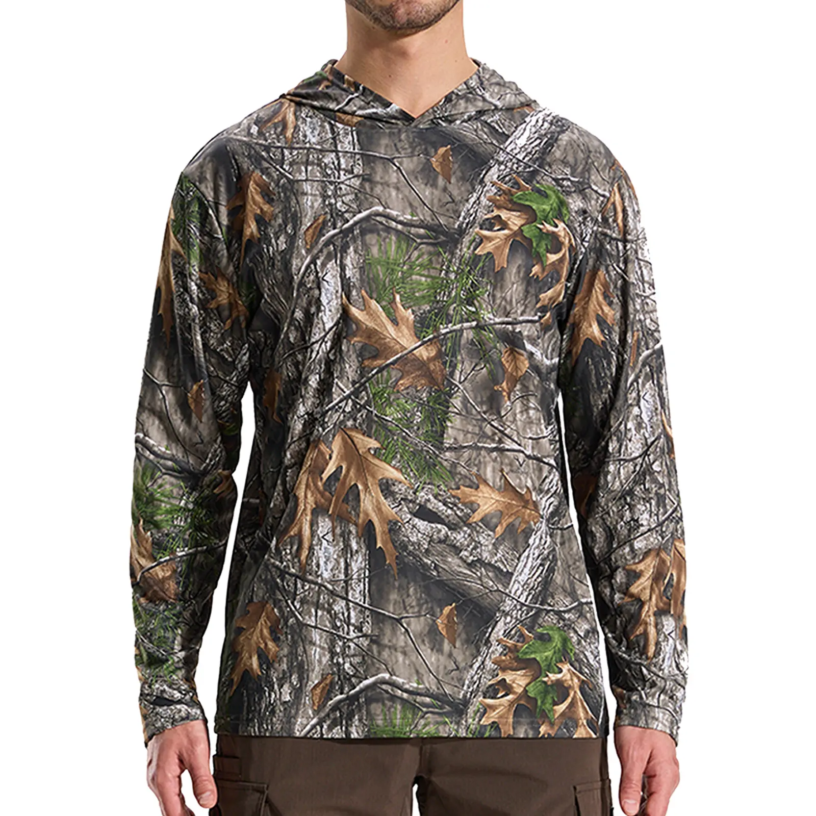 LOOGU MEN'S CAMO LIGHTWEIGHT HUNTING HOODIE FOR FISHING HIKING