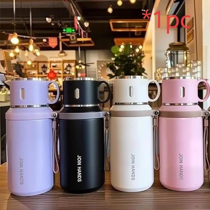 600Ml-800ml/20.3 oz-27.03 oz 304 material insulated stainless steel thermos cup, multi-function portable travel thermos bottle with lid, large capacity water cup outdoor simple portable household portable thermal insulation pot, Tumbler, Flasks, Drinkware