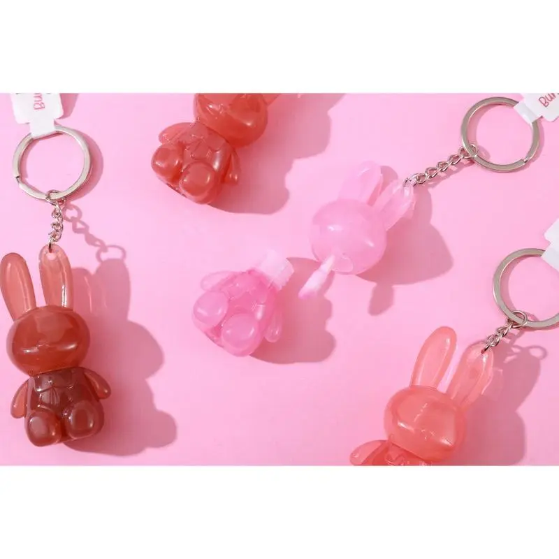 Bunny Lip Gloss Keychain - 22ml Non-Sticky Cosmetic, Glossy Lip Color Makeup Item for Whimsical Look, Single Unit Sent in 1 of 4 Random Shades, Single Item, Lip Products