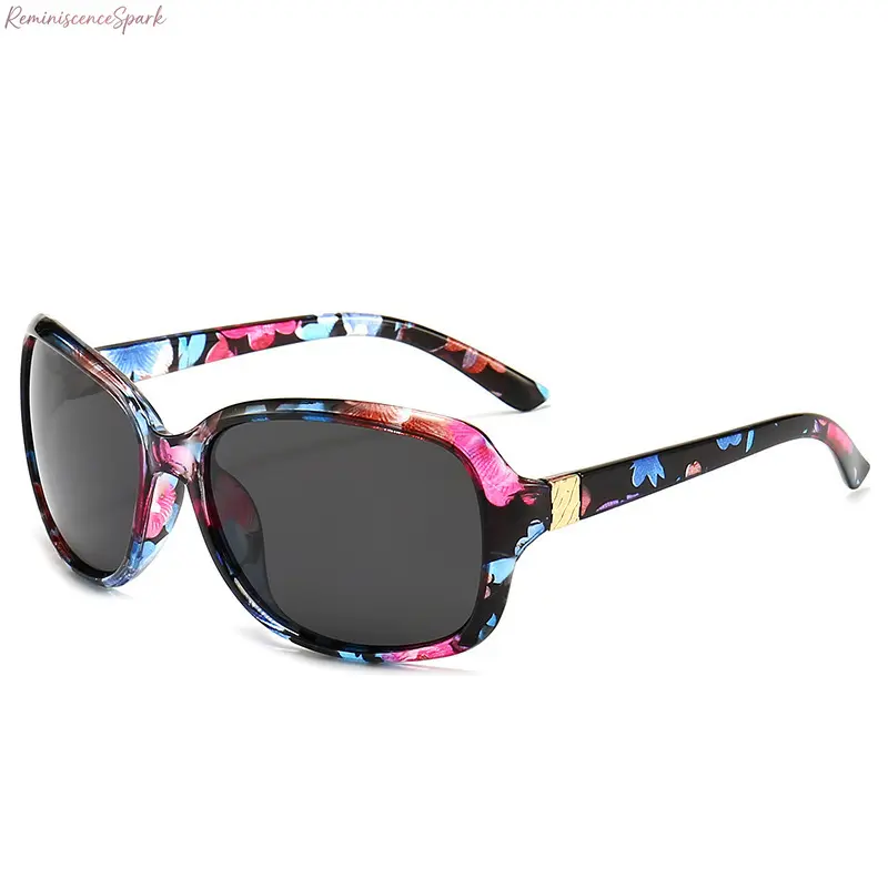 Women's Vintage-Inspired Silhouette Sunglasses - Lightweight, Elegant Floral Print Frame, Polarized UV400 Sun-Protective Eyewear, Sun-Ready Style for Beachwear, Daily Wear, Full Frame