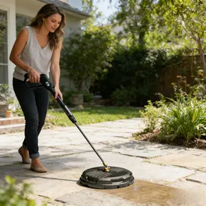 High-pressure industrial floor scrubber cleaning machine, 15-inch floor washer, 1/4 quick-connect water broom, for garden ground cleaning