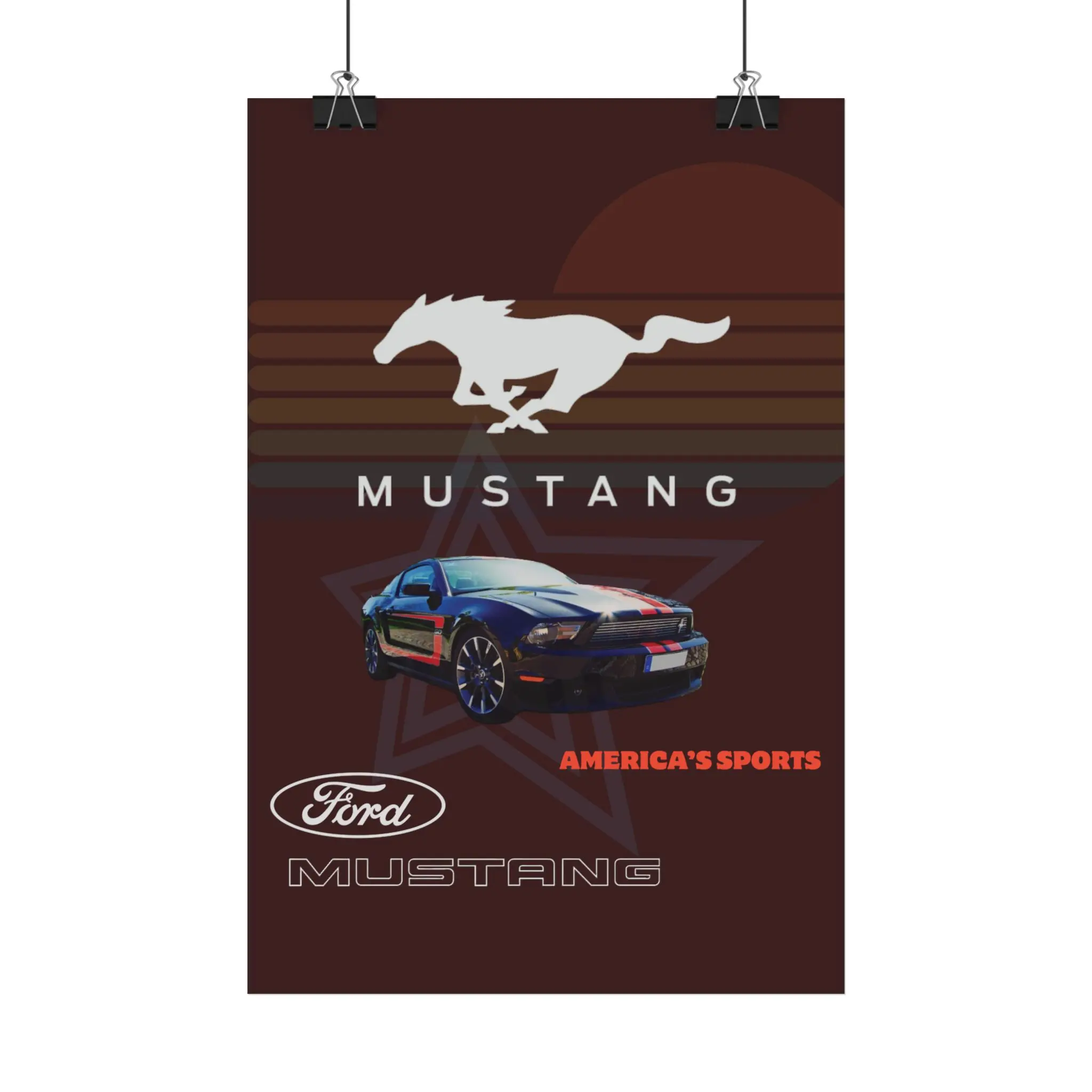 Ford Mustang Poster | Satin Poster, Retro Racing Car Wall Art