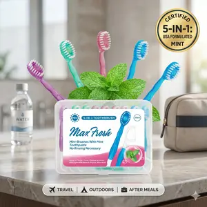 5-in-1 Portable Oral Care Kit, 10-Pack Mini Toothbrush Set with Floss, Tongue Scraper & Toothpick for Travel, Work and Daily Fresh Breath