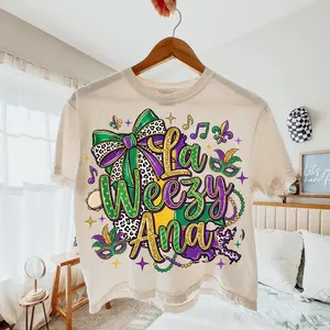 La Weezy Ana Mardi Gras Youth Shirt, Fat Tuesday, Louisiana Map Design, Coquette Bow Youth Shirt, Gift for Youth
