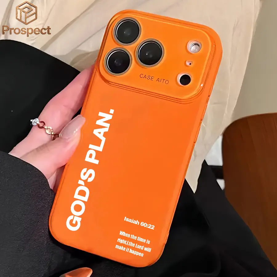 Bright Orange GOD'S PLAN Isaiah 60:22 Bible Verse Letter Print Phone Case Compatible With For Iphone17 ProMax, 16, 15, 14 And 13,12ProMax It Makes A Perfect Gift For Birthdays, Holidays,
