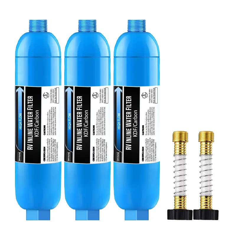3Pcs RV Water Filters- Purification Cartridge, Equipped with Hose Protectors, Suitable For RVs, Reduces Lead,Fluoride, Chlorine,Bad Taste & Odor. Boats