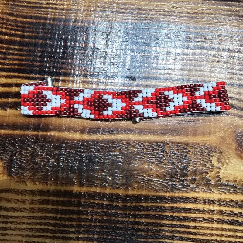 Beautiful Peyote Bracelet with Red and White Beads Handcrafted for Unique Style