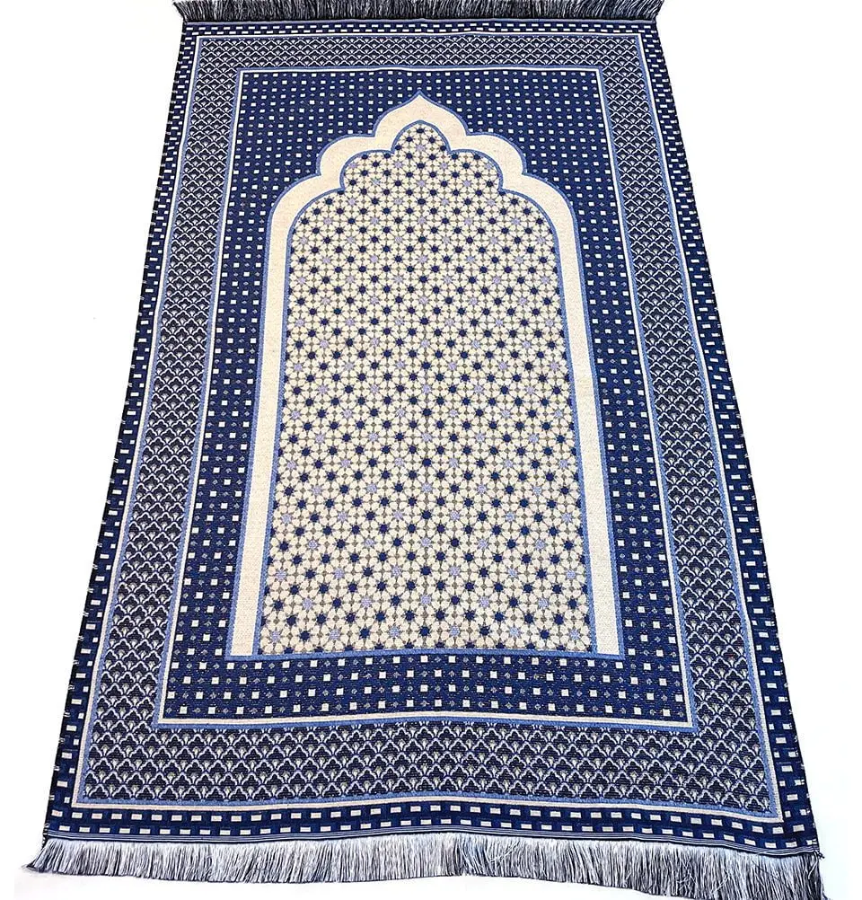 Cotton Woven Islamic Prayer mat Hira Diamond - Royal Blue