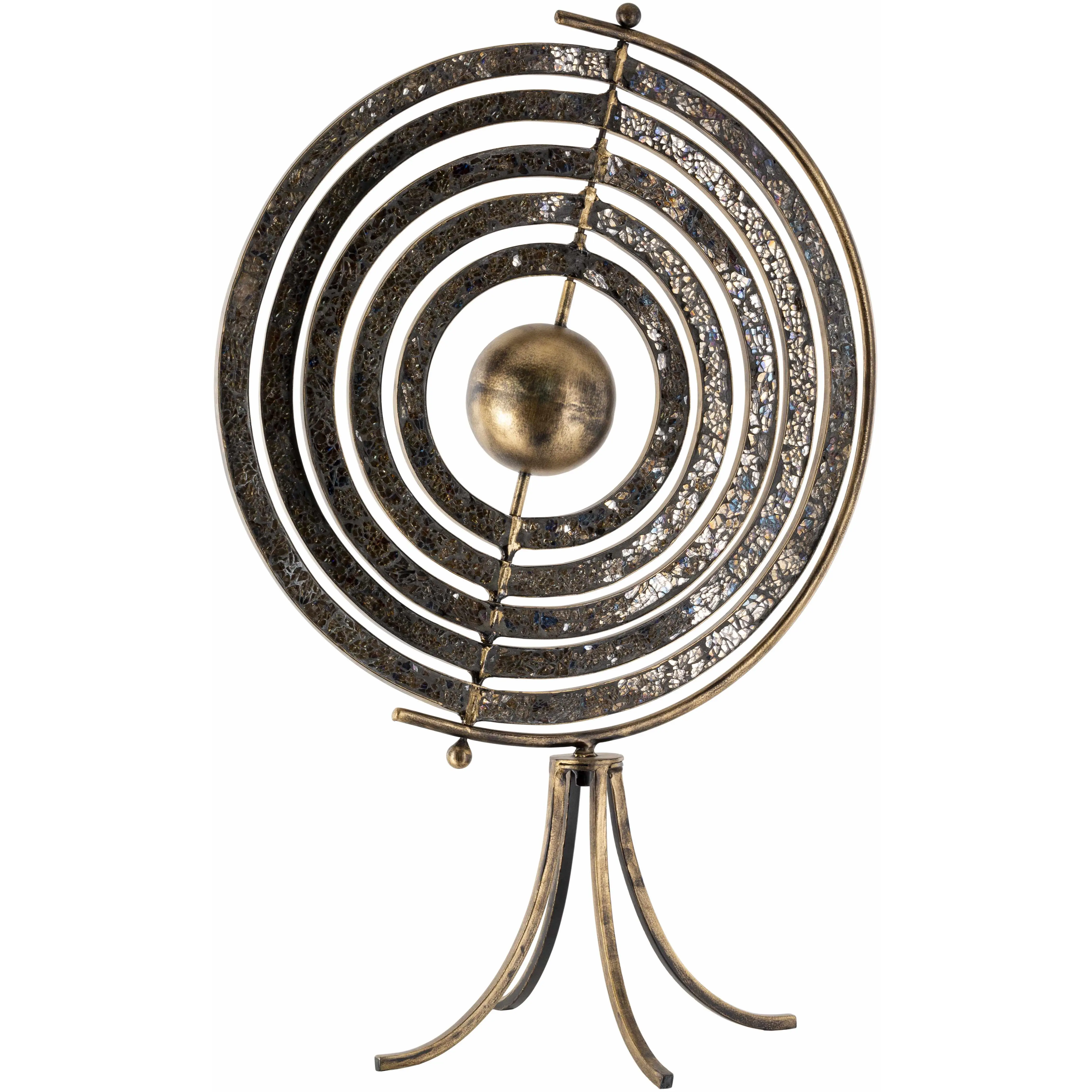 Linntown Antique Gold Circular Metal Sculpture – Home Decor Accessory, Home Ornament, Interior Decoration Accessory, Ornaments for Living Spaces