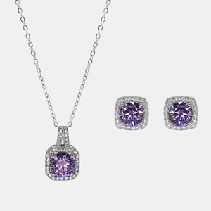 【294】New Year Promo Classical Synthetic Moissanite Necklace&Earrings Sets– Timeless and Elegant Choice for Any Occasion